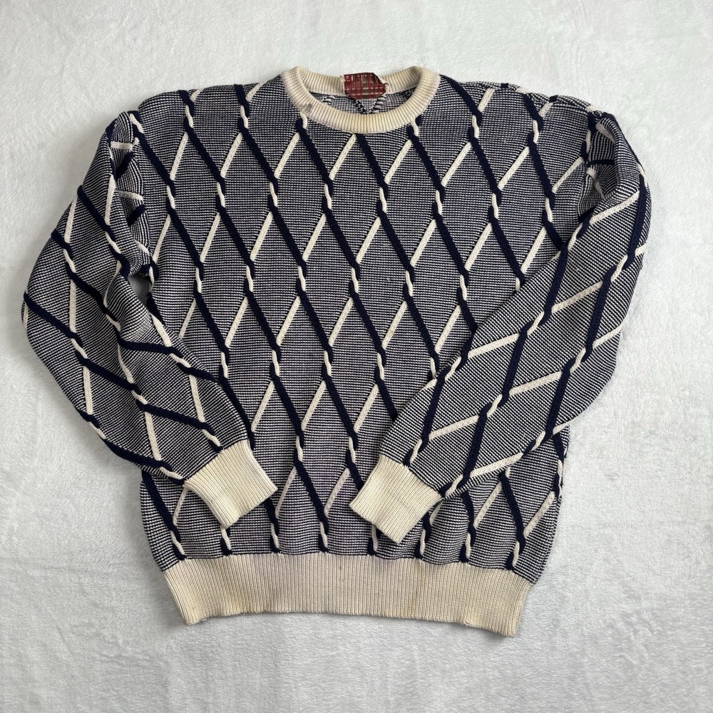 VTG Lord Jeff Pullover Knit Long Sleeve Sweater Men's XL Distressed Abstract